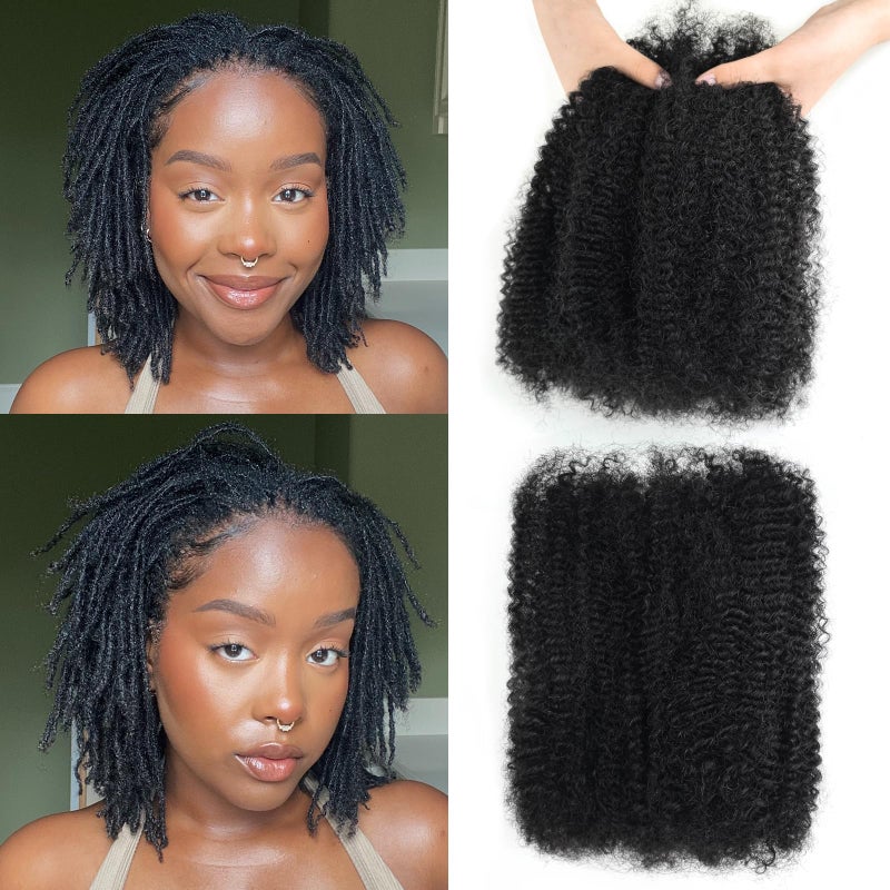16 Inch Afro Kinkys Bulk Human Hair Kinky Curly Braiding Hair for Mini Twist 50gPack Natural Black 4C Dreadlock Extensions for Permanent Sister LocsMini TwistsBraidsRepair Can Dye and Bleach